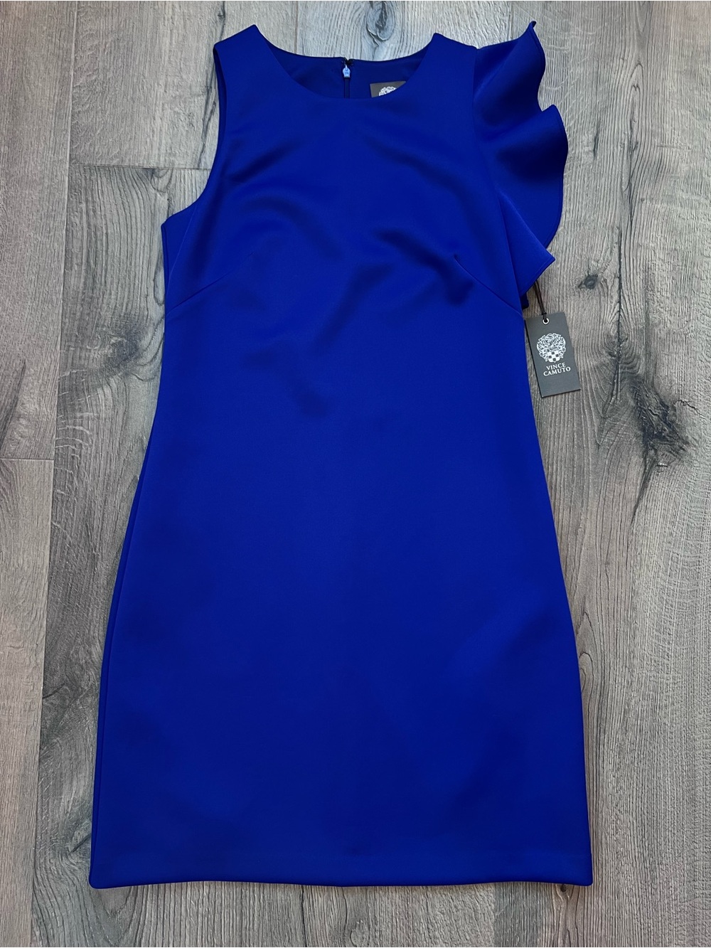 Vince Camuto Cobalt One-Shoulder Ruffle Dress